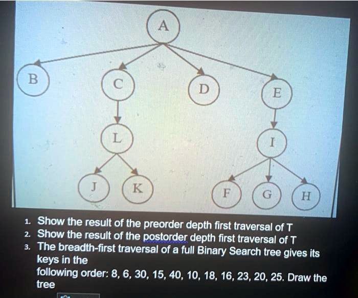 a b e k h 1 show the result of the preorder depth first traversal of t ...