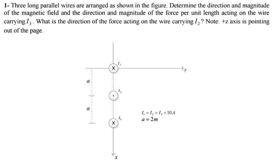 SOLVED Three long parallel wires are arranged as shown in the figure