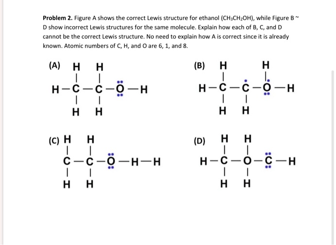 SOLVED: Problem 2. Figure shows the correct Lewis structure for ethanol ...