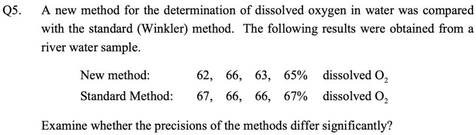 SOLVED: Q5. A New Method For The Determination Of Dissolved Oxygen In ...