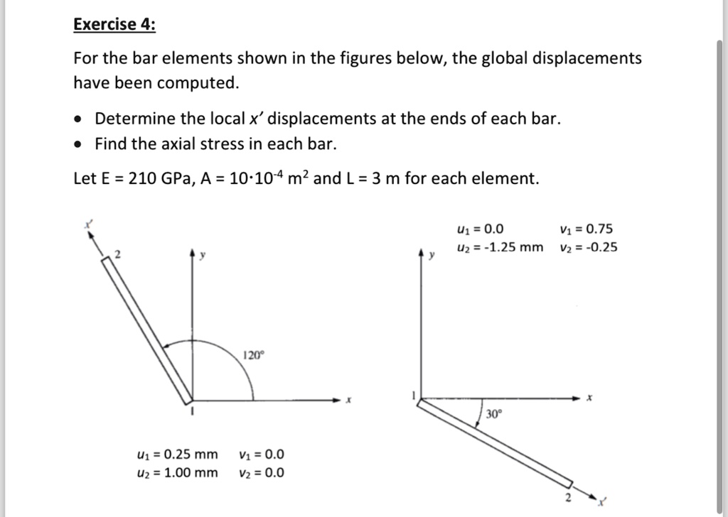 exercise 4 for the bar elements shown in the figures below the global ...