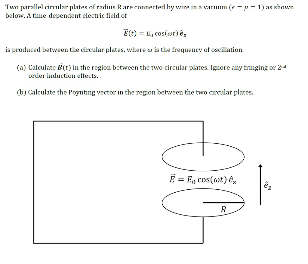SOLVED Two parallel circular plates of radius R are connected by wire