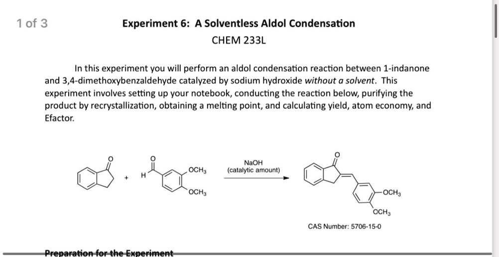 aldol condensation reaction experiment