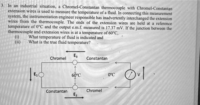 SOLVED: 3.In an industrial situation, a Chromel-Constantan thermocouple ...