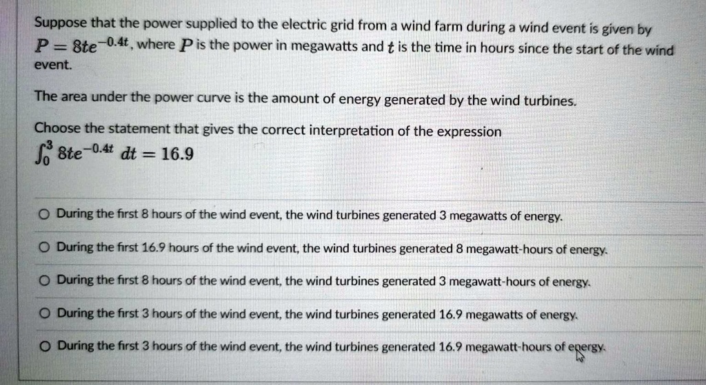 SOLVED: Suppose That The Power Supplied To The Electric Grid From 3 ...