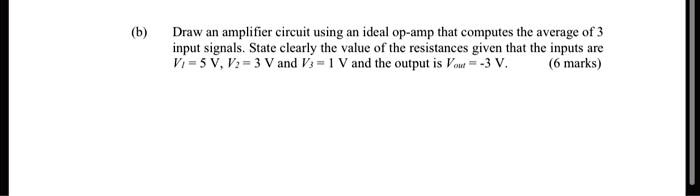 SOLVED: Draw amplifier circuit using an ideal op-amp that computes the ...