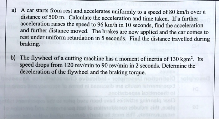a) A car starts from rest and accelerates uniformly to a speed of 80 km ...