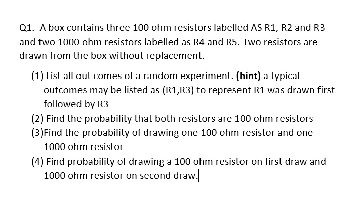 A box contains three 100 ohm resistors labelled as R1, R2, and R3, and ...