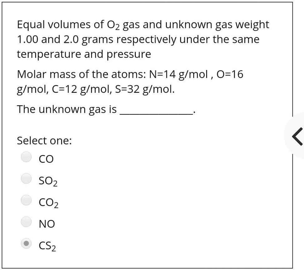 SOLVED Equal volumes of Oz gas and unknown gas weight 1.00 and 2.0