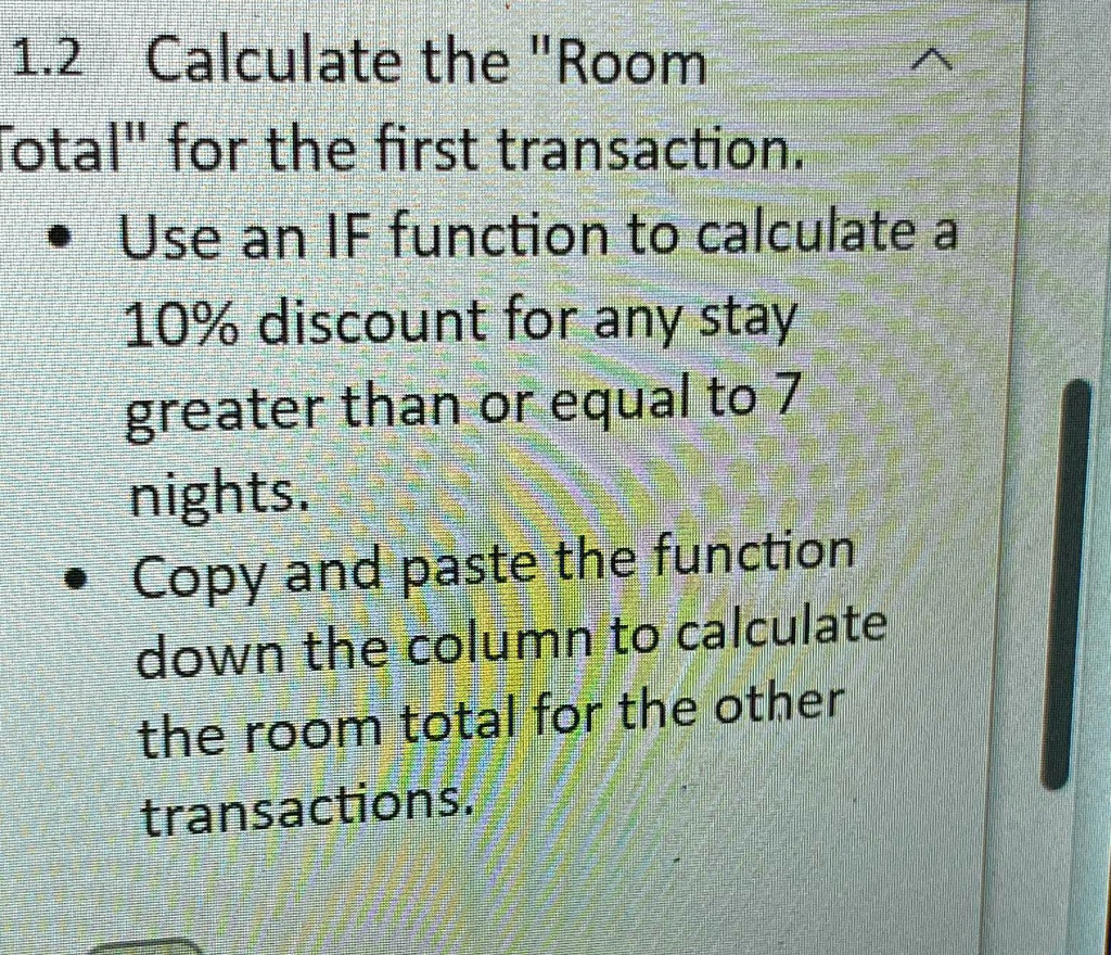 1.2 Calculate the "Room Total" for the first transaction.