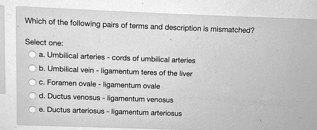 Which Of The Following Pairs Of Terms Is Mismatched SOLVED: Which of the following pairs of terms and description is