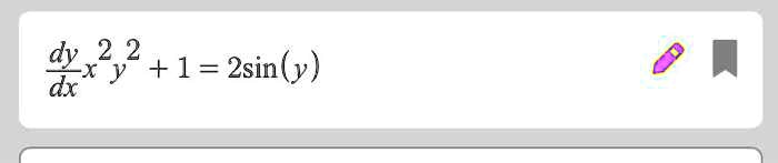 (dy)/(dx)x^2y^2 + 1 = 2sin(y)