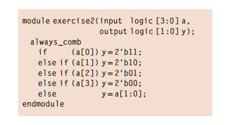 SOLVED: What is the truth table of this SystemVerilog code and how to ...