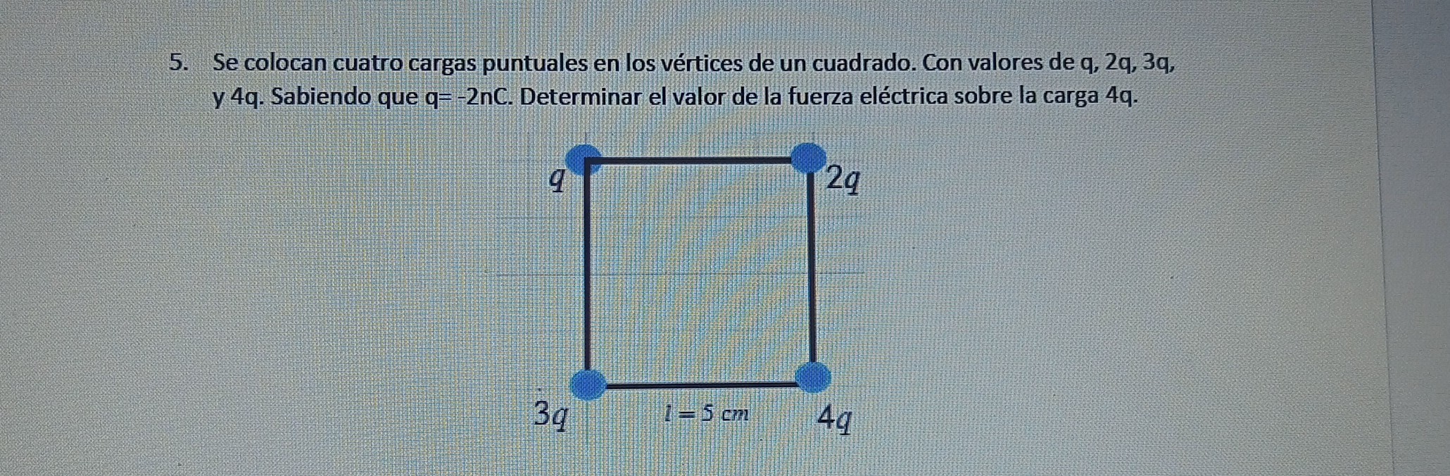 SOLVED: 5. Se Colocan Cuatro Cargas Puntuales En Los Vértices De Un ...