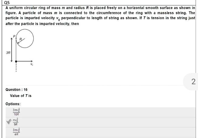 05 uniform circular ring of mass m and radius r is placed freely on ...
