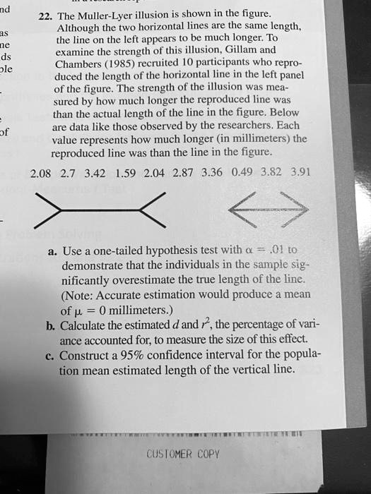 SOLVED: 22. The Muller-Lyer Illusion Is Shown In The Figure. Although ...