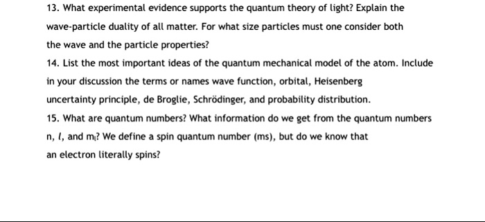 SOLVED: What experimental evidence supports the quantum theory of light ...