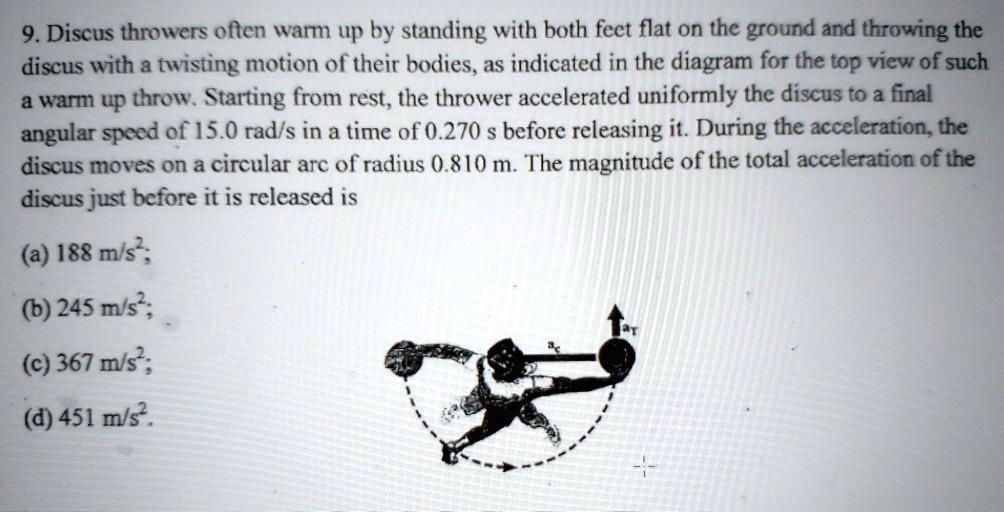 SOLVED Discus throwers often warm up by standing with both feet flat