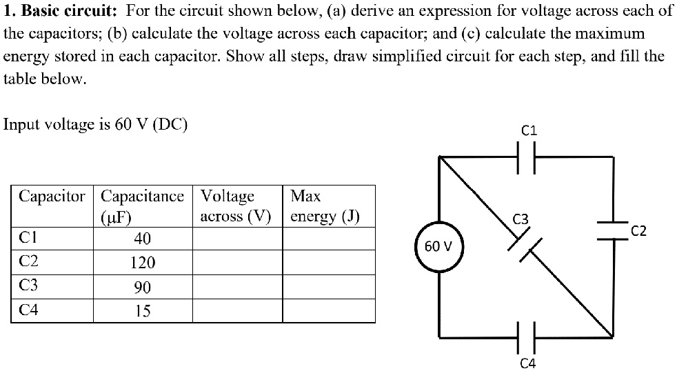 SOLVED: 1. Basic circuit: For the circuit shown below, (a) derive an ...