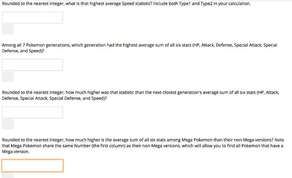 Solved Pokemon Types and Statistics (Stats): The following