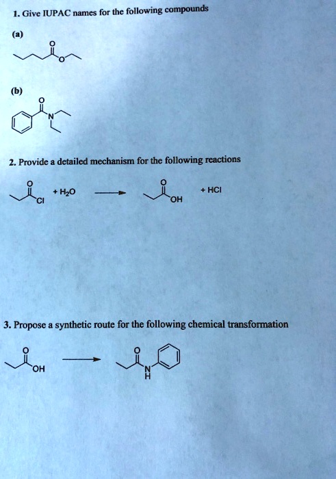 Video Solution Give Iupac Names For The Following Compounds 1 Methanol 2 Ethanol 3 Propanol 1985