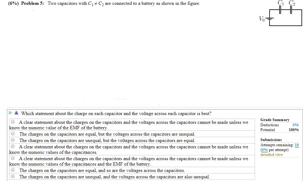 SOLVED Problem 5 Twro capacitors with C1 = Cz are connected to