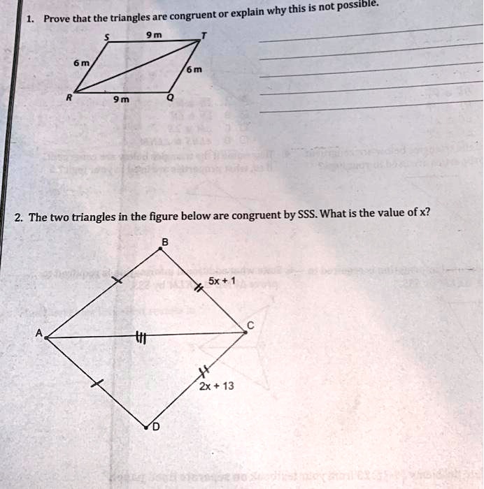 SOLVED: why this is not possible: Prove that the triangles are ...