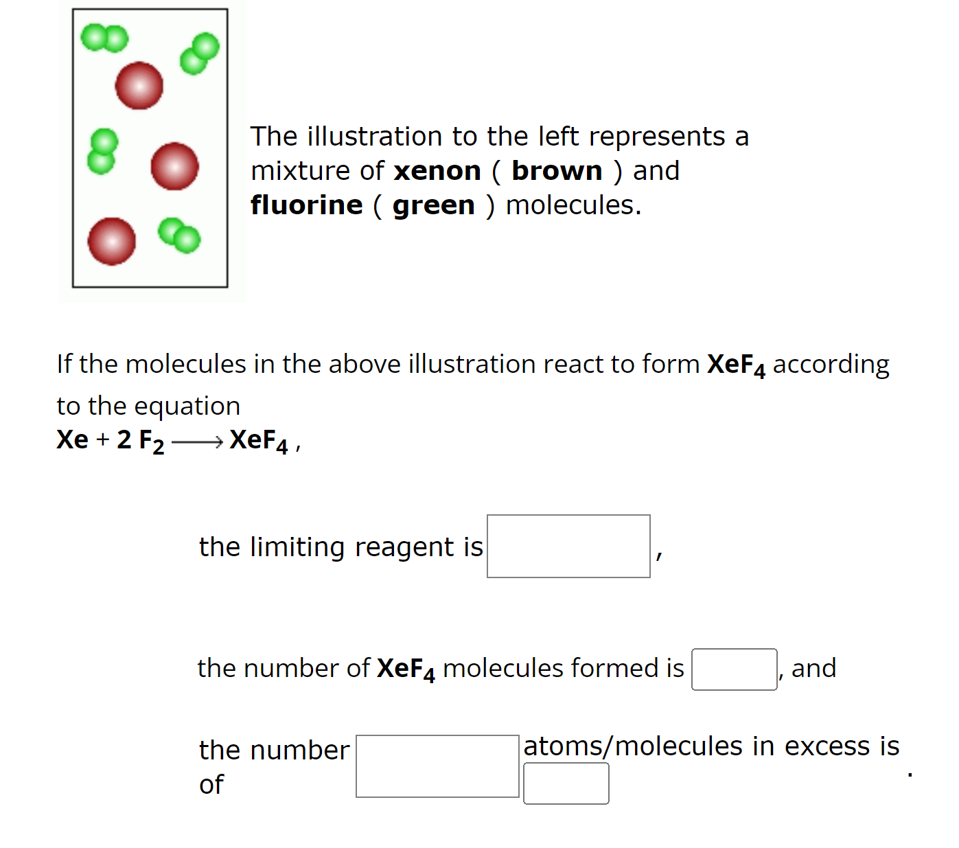 The illustration to the left represents a mixture of xenon (brown ) and