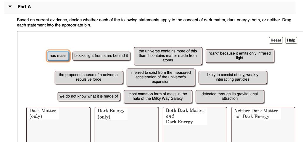 SOLVED: Text: Key Concept: Dark Matter And Dark Energy Part A Based On ...