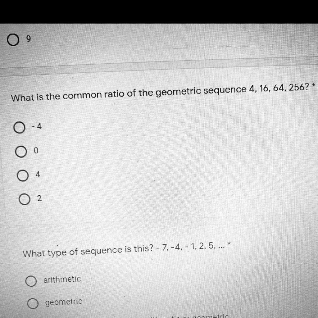 What is the common ratio of the geometric sequence 1 4 1 4 16 64 256?