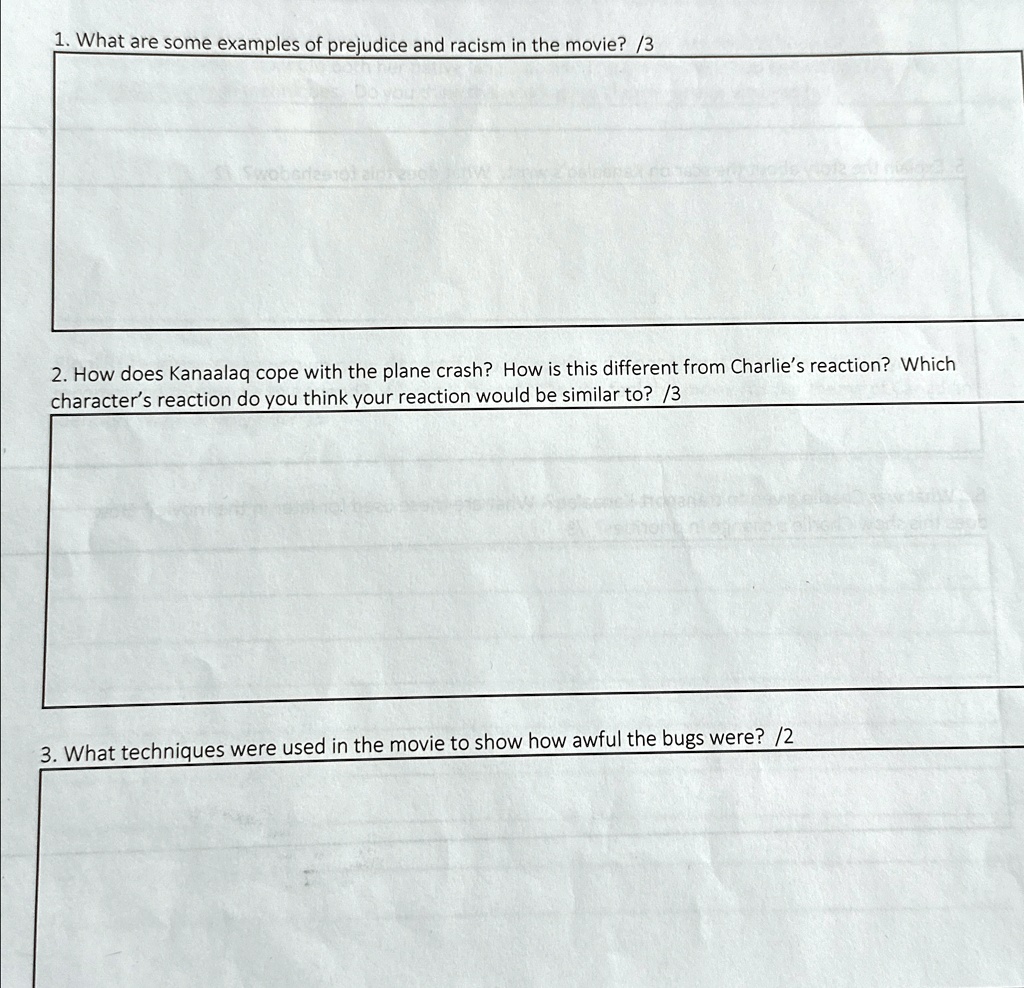 SOLVED 1. What are some examples of prejudice and racism in the movie