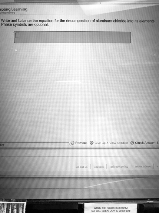 SOLVED pling Learning Write and balance (he equation for the