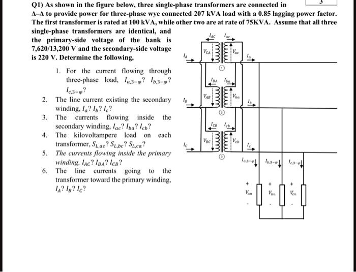SOLVED As shown in the figure below, three singlephase transformers