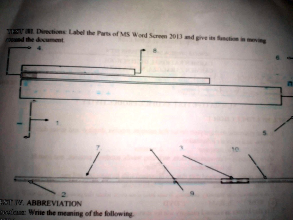 destery direction label the part of ms word screen 2013 and give its function in moving around the document test qqduachons label the parts of ms word screen oandaa drument 2013 md gnve its  97604