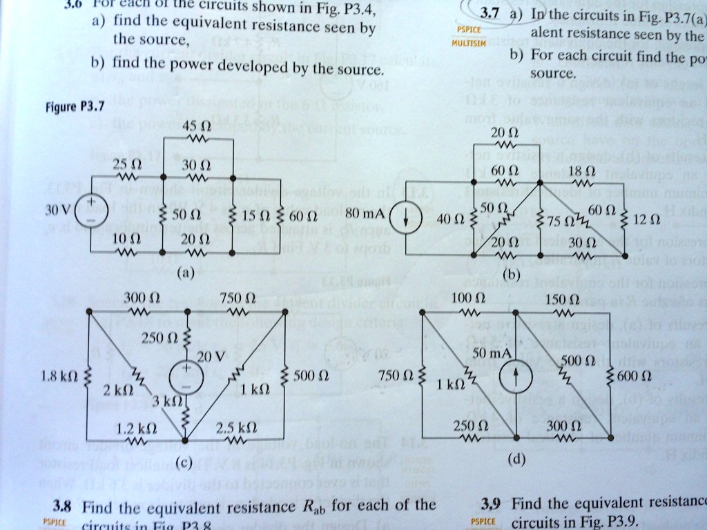 SOLVED In The Circuits Fig. P3.7(a)(d), Find Equivalent 