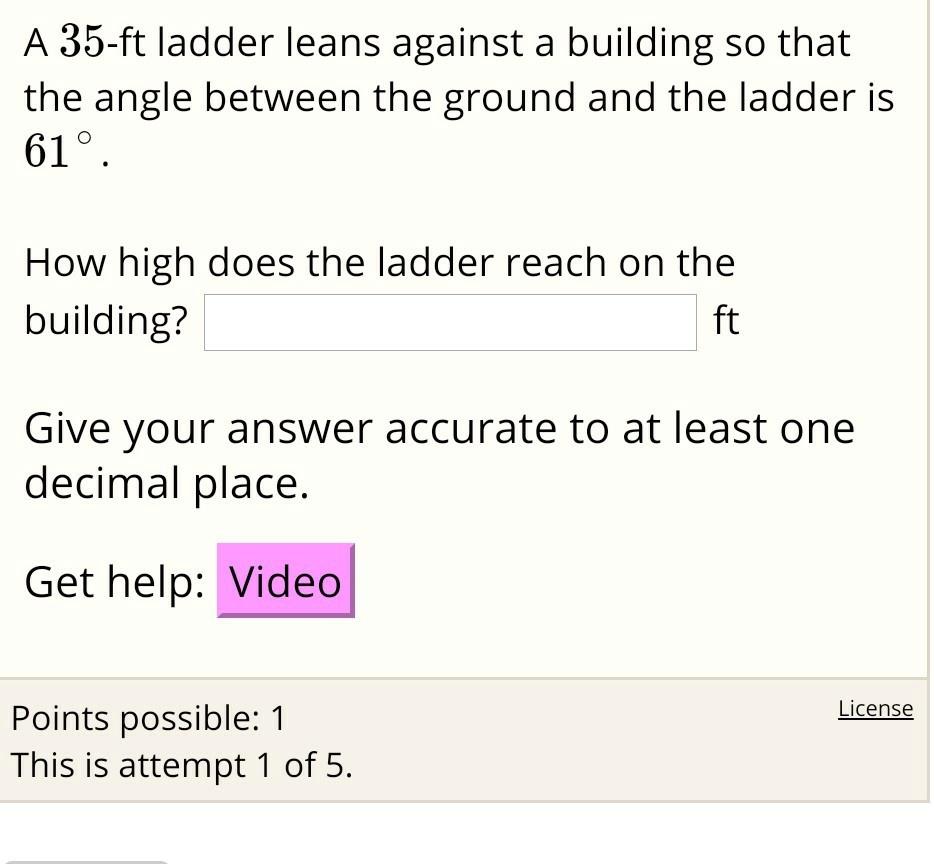 SOLVED A 35ft ladder leans against a building so that the angle