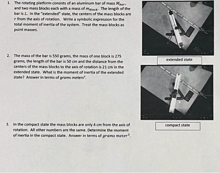and two mass blocks each with a mass of molock the length of the bar is ...