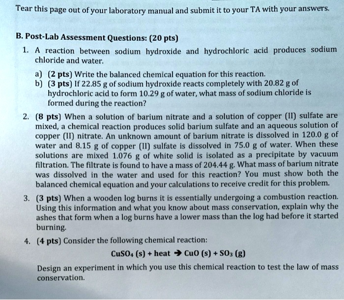 SOLVED Tear This Page Out Ofyour Laboratory Manual And Submit It To 