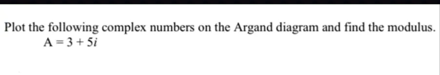SOLVED: Plot the following complex numbers on the Argand diagram and ...