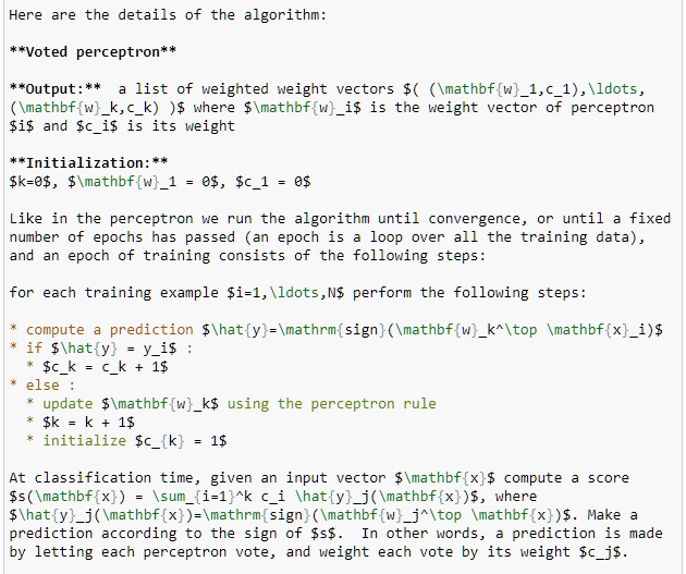 here are the details the algorithm voted perceptron output list of ...