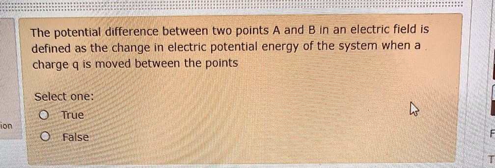 The potential difference between two points A and B in an...