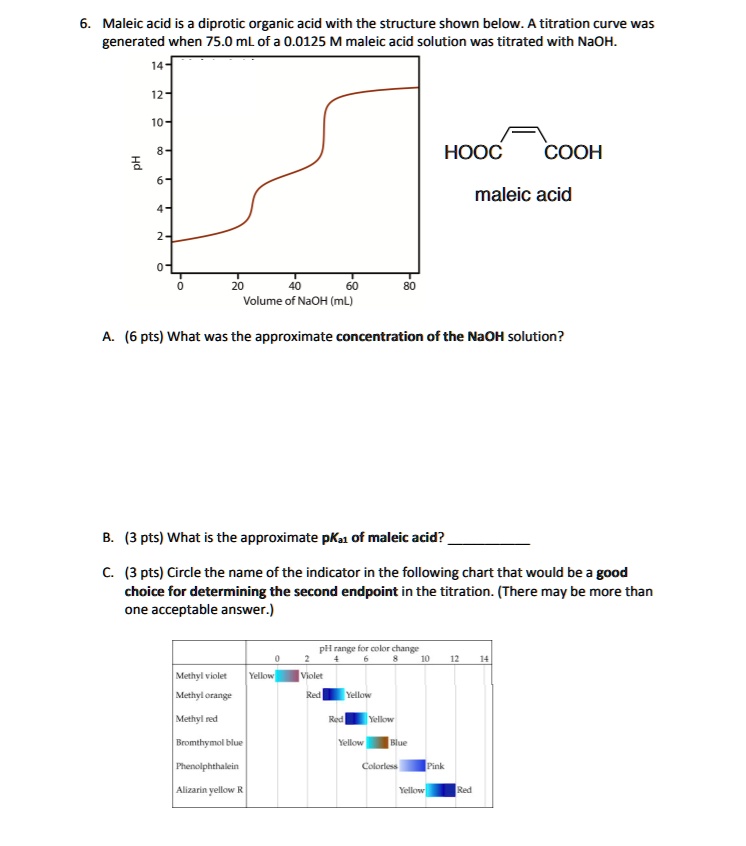 SOLVED Maleic acid is a diprotic organic acid with the structure shown