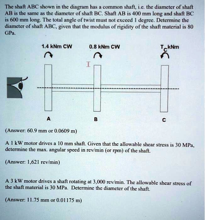 The shaft ABC shown in the diagram has a common shaft, i.e. the ...