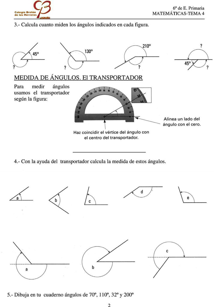 Medir ángulos 01 worksheet