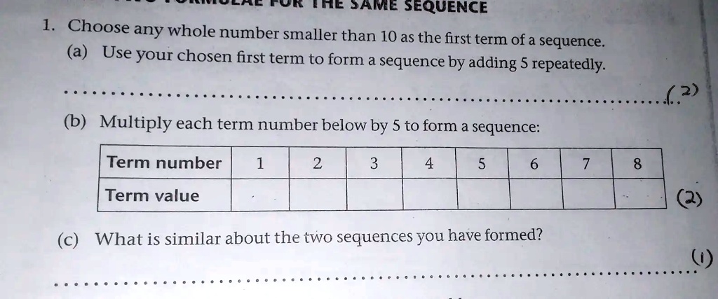 Same Sequence Example THE SAME SEQUENCE 1. Choose any whole number smaller than 10 as the ...