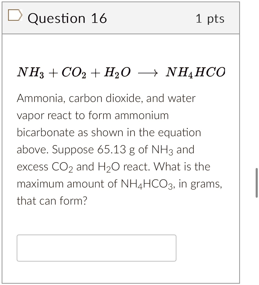 SOLVED Ammonia, carbon dioxide, and water vapor react to form ammonium