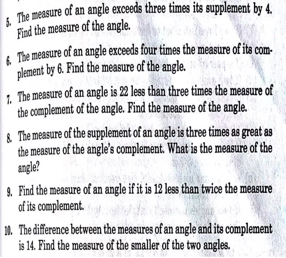 the measure of the supplement of an angle exceeds three times