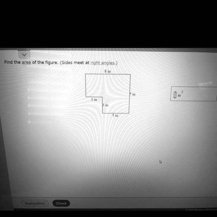 find the area of the figure below sides meet at right angles