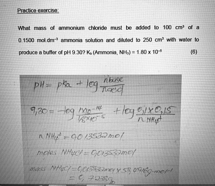 SOLVED Practice exercise What mass ammonium chloride must be added 100