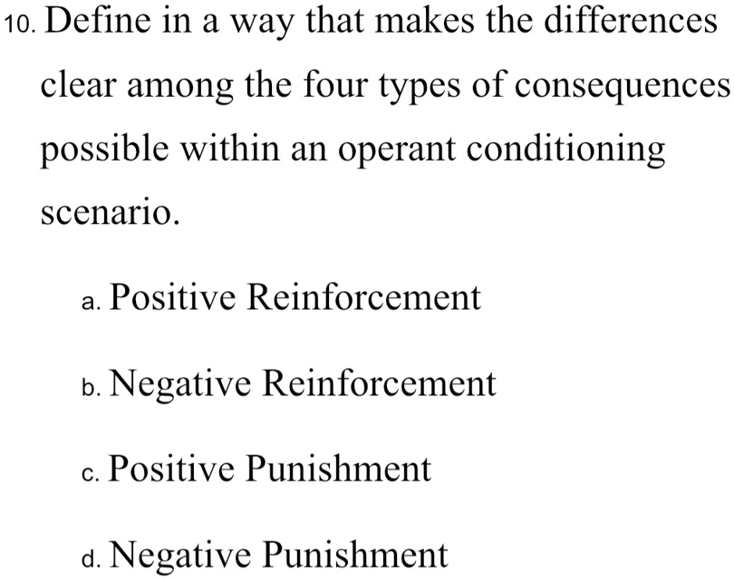 10. Define in a way that makes the differences clear among the four ...